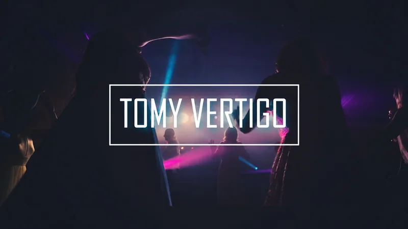 Archival video cover: the framed words “TOMY VERTIGO” over a dark dance-floor scene with coloured light beams.