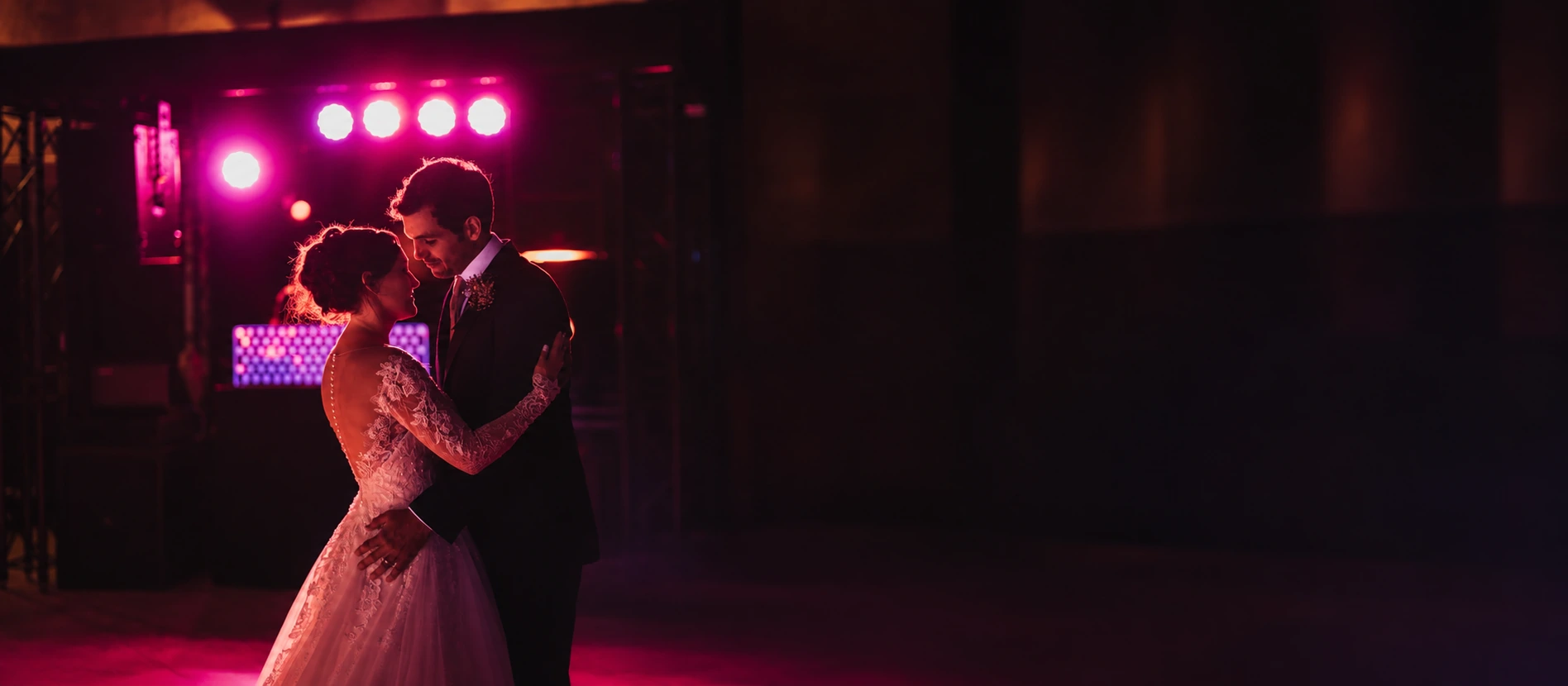 A wedding couple during their first dance.
